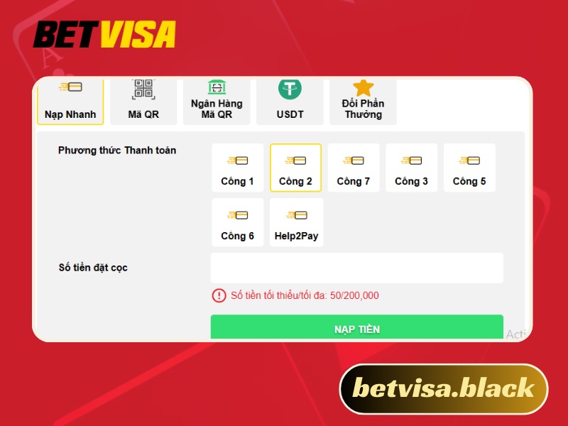 Nạp tiền Betvisa